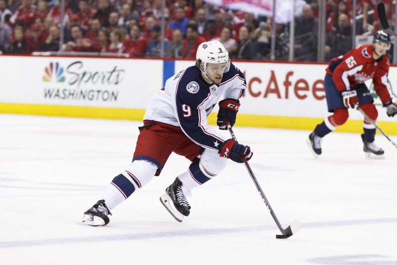 Former Columbus Blue Jackets left wing Artemi Panarin agreed to a seven-year, $81.5 million deal with the New York Rangers on Monday. File Photo by Alex Edelman/UPI