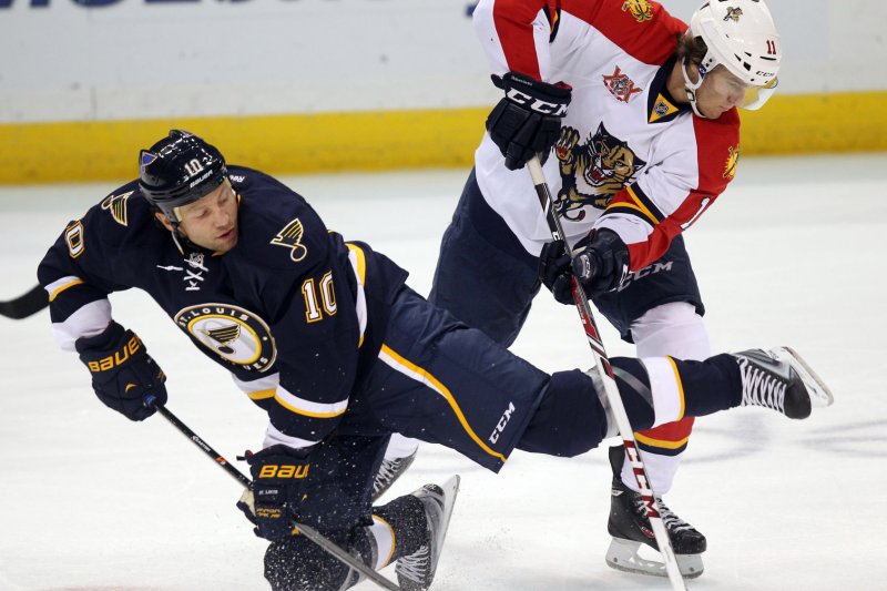 Veteran forward Jonathan Huberdeau (R) joined the Calgary Flames in a July trade from the Florida Panthers. File Photo by Bill Greenblatt/UPI | <a href="/News_Photos/lp/15e36de79dfb0cb18601f5ba84f92d04/" target="_blank">License Photo</a>