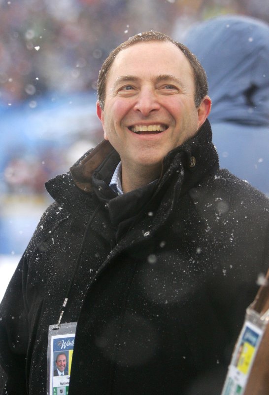 Gary Bettman, NHL commissioner, is pictured at a game Jan. 1, 2008. (UPI Photo/Jerome Davis)