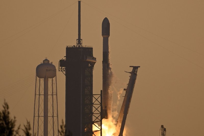 SpaceX conducts its third launch in under a week at dawn from Complex 39A at the Kennedy Space Center, Florida, on Wednesday, carrying 53 of SpaceX's Starlink satellites. Photo by Joe Marino/UPI