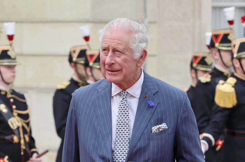 British King Charles III arrives at the Elysee Palace in Paris on September 20. The monarch turns 75 on November 14. File Photo by Maya Vidon-White/UPI