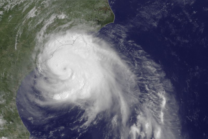 A satellite view of Hurricane Arthur as a Category 2 hurricane. UPI/NOAA