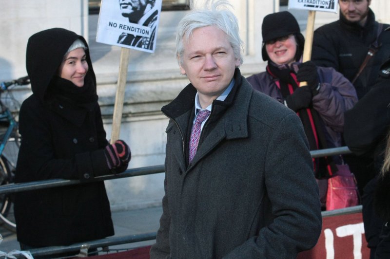 Wikileaks founder Julian Assange arrives for a court hearing in London in 2012. File Photo by Hugo Philpott/UPI