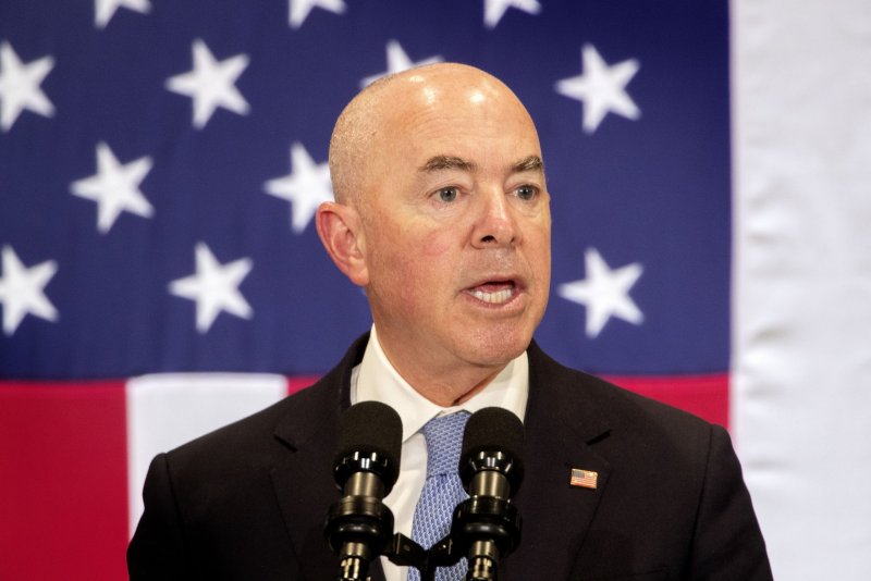 U.S. Department of Homeland Security Secretary Alejandro Mayorkas announced an update to the department's use-of-force policy that bans the use of chokeholds and limits the issuance of no-knock warrants. File Photo by Cristobal Herrera-Ulashkevich/UPI