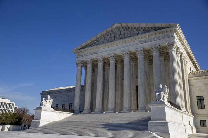 Image of the Supreme Court in Washington, D.C. on December 1, 2021. The court ruled in favor of Oklahoma on Wednesday saying it had the right to prosecute crimes on Native American territory of non-Native Americans. File Photo by Tasos Katopodis/UPI | <a href="/News_Photos/lp/0cbab9c909fecb1387b10197ede5eb51/" target="_blank">License Photo</a>