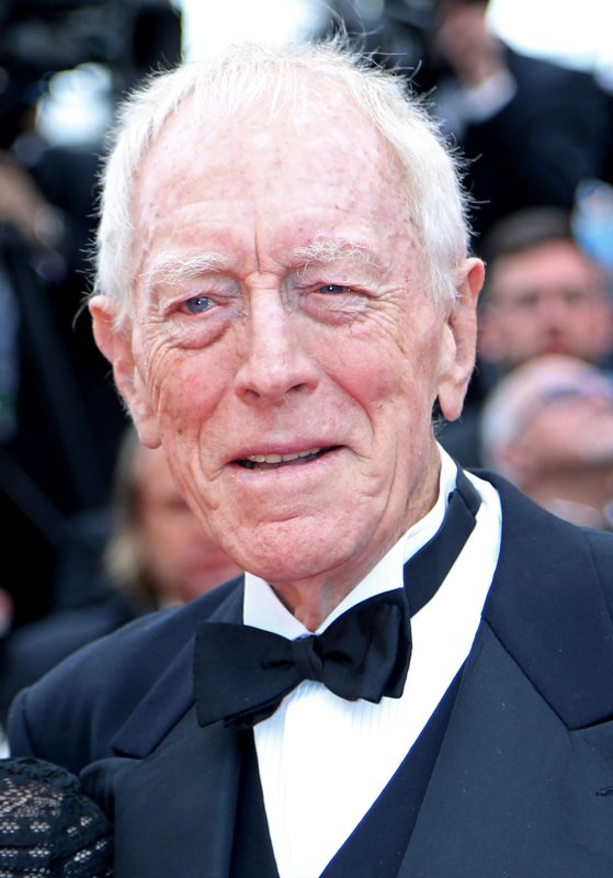 Max Von Sydow arrives on the red carpet before the screening of the film "The BFG" at the 69th annual Cannes International Film Festival in Cannes, France, on May 14, 2016. The actor turns 90 on April 10. File Photo by David Silpa/UPI