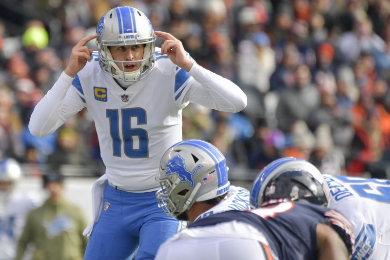 Detroit Lions quarterback Jared Goff is my top waiver wire pickup at the position for Week 13. File Photo by Mark Black/UPI