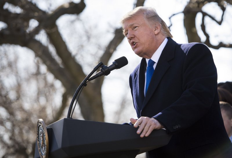 President Donald Trump addresses members of the March for Life, at the White House in Washington, D.C. on Friday. Monday, Trump imposed a 30 percent tariff on solar panels. Photo by Kevin Dietsch/UPI