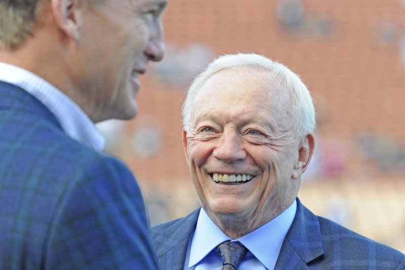 Billionaire Jerry Jones, who has owned the Dallas Cowboys since 1989, thanked the rival New York Giants for trading Odell Beckham Jr. during a boxing broadcast Saturday in Arlington, Texas. File Photo by Lori Shepler/UPI