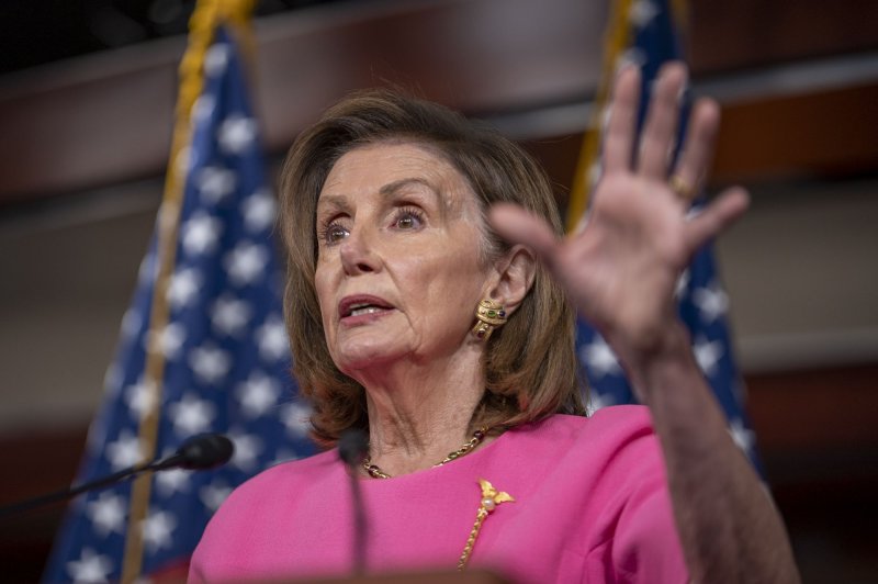 Speaker of the House Nancy Pelosi speaks during a press conference on September 23. Pelosi has spoken out against the Texas bill banning abortions past six weeks. Photo by Ken Cedeno/UPI .