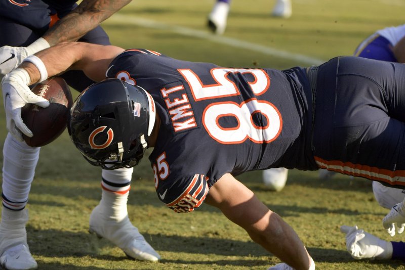 Chicago Bears tight end Cole Kmet should be in lineups in leagues that require starting the position. File Photo by Mark Black/UPI