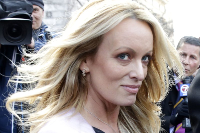 Adult-film star Stormy Daniels leaves a hearing in New York City in 2018. File Photo by John Angelillo/UPI