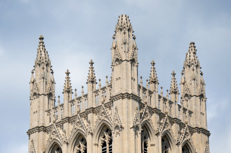 A damaged spire is seen at the National Cathedral following yesterday's 5.8-magnitude earthquake that struck the east coast, in Washington, D.C. on August 24, 2011. UPI/Kevin Dietsch
