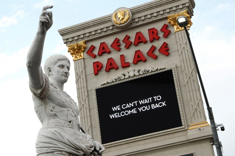 Casinos like Caesars Palace remain busy online after they shifted their focus to provide creative odds for events such as the 2020 NFL Draft, eSports and Russian table tennis. File Photo by James Atoa/UPI