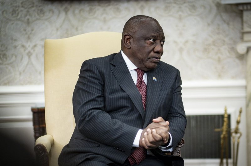 South African President Cyril Ramaphosa denies any wrongdoing in what has become known as the “Farmgate” scandal, claiming that nearly $600,000 in cash found stuffed in sofa cushions at his Phala Phala farm in the country's northeast were proceeds from buffalo sales. File photo by Pete Marovich/UPI