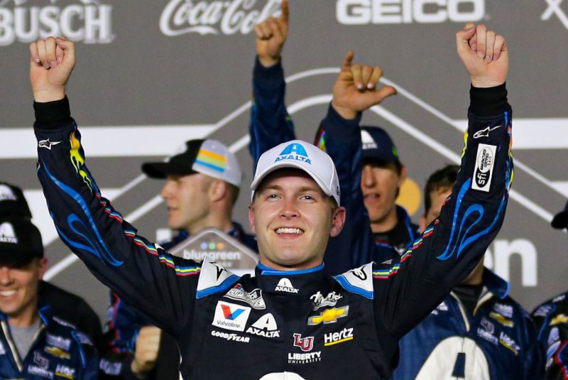 William Byron became the third different NASCAR Cup Series driver to win through three races of the 2021 season with a victory in the Dixie Vodka 400 on Sunday in Homestead, Fla. File Photo by Mike Gentry/UPI