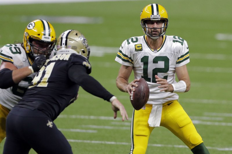 Green Bay Packers quarterback Aaron Rodgers (12) is my No. 2 fantasy football play for Week 15. File Photo by AJ Sisco/UPI