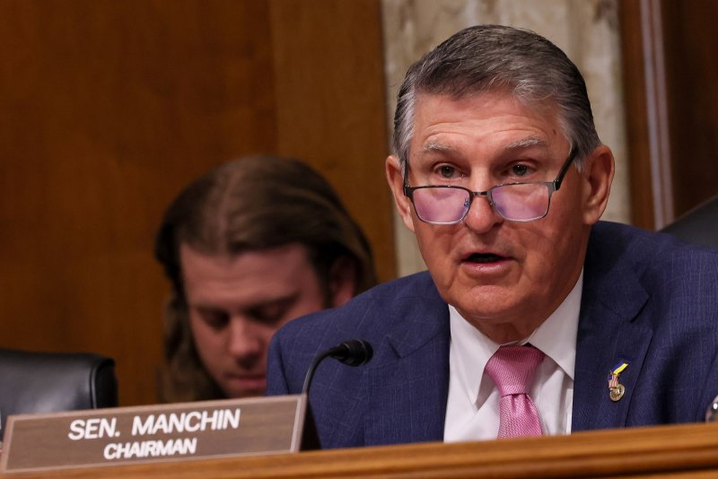 Sen. Joe Manchin, D-W.V., joined Democratic Sen. Bob Menendez of New Jersey in a vote with Republicans on Tuesday to block President Joe Biden's nominee for assistant secretary of the Labor Department, José Javier Rodríguez, from advancing. File photo by Jemal Countess/UPI
