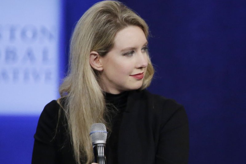 Theranos founder Elizabeth Holmes' October sentencing for wire fraud is delayed after a judge agreed to hear evidence about alleged prosecutor misconduct. File photo by John Angelillo/UPI | <a href="/News_Photos/lp/428f2730d241ab40598da20c25bbec8a/" target="_blank">License Photo</a>
