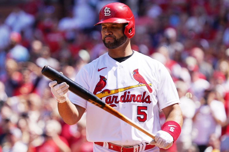 St. Louis Cardinals designated hitter Albert Pujols hit two home runs Sunday to push his career total to 683. File Photo by Bill Greenblatt/UPI | <a href="/News_Photos/lp/0701ad09c1101ecaa74606425b87af37/" target="_blank">License Photo</a>