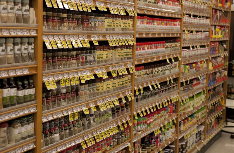FDA attempts to crack down on Salmonella, filth in spices. Spices in their small bottles and containers are stocked in a well used aisle at the King Soopers supermarket in Lakewood, Colo. UPI/Gary C. Caskey