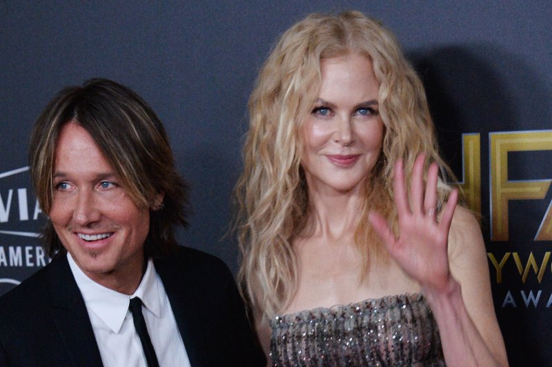 Keith Urban (L), pictured with Nicole Kidman, playfully called out the actress while hosting the ARIA Awards. File Photo by Jim Ruymen/UPI | <a href="/News_Photos/lp/cca331976645a20d3624a609eaa9b3f0/" target="_blank">License Photo</a>