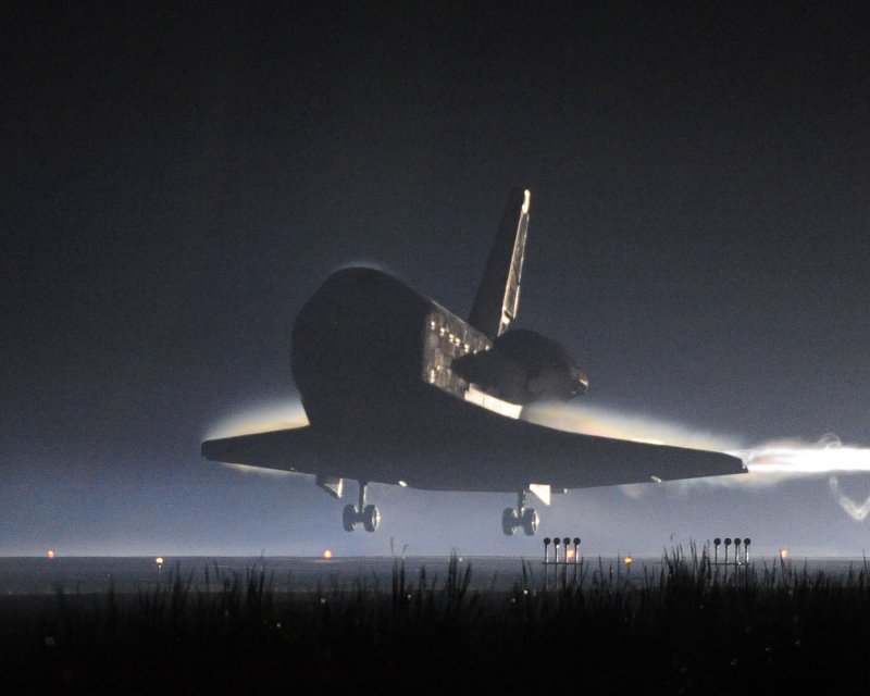 NASA's space shuttle Atlantis touches down at the Kennedy Space Center in Florida, July 21, 2011, completing the final mission of the U.S. space shuttle program. UPI/Joe Marino-Bill Cantrell