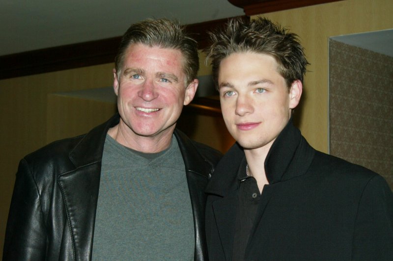 Treat Williams and Gregory Smith (R) of "Everwood" pose for pictures at the WB Network Up-Fronts for Fall 2003. Williams died Monday after a motorcycle crash. File Photo by Laura Cavanaugh/UPI