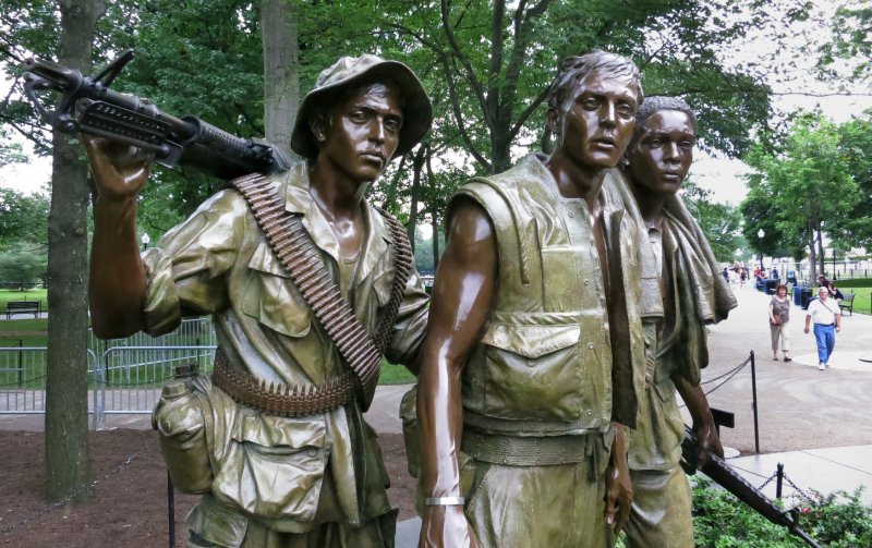 The Three Servicemen statue at the Vietnam Veterans Memorial in Washington was dedicated Nov. 9, 1984. UPI/Pat Benic