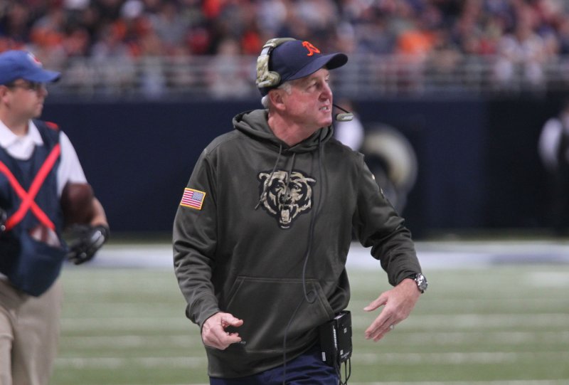 Chicago Bears coach John Fox has tried to diffuse the hype surrounding Mitchell Trubisky. Photo by Bill Greenblatt/UPI