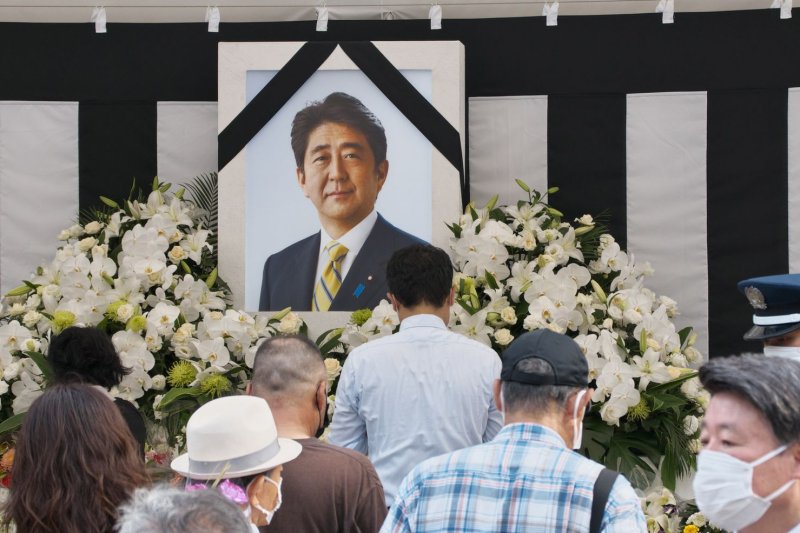 The man accused of assassinating former Japanese Prime Minister Shinzo Abe says he was motivated by his mother's membership in a religious group. File Photo by Keizo Mori/UPI
