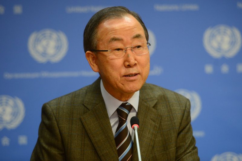 United Nations Secretary-General Ban Ki-moon, pictured in January 2014, addressed the UN Security Council on February 20, 2014 to discuss the crisis in the Central African Republic. (UPI/Emmanuel Dunand/HO)