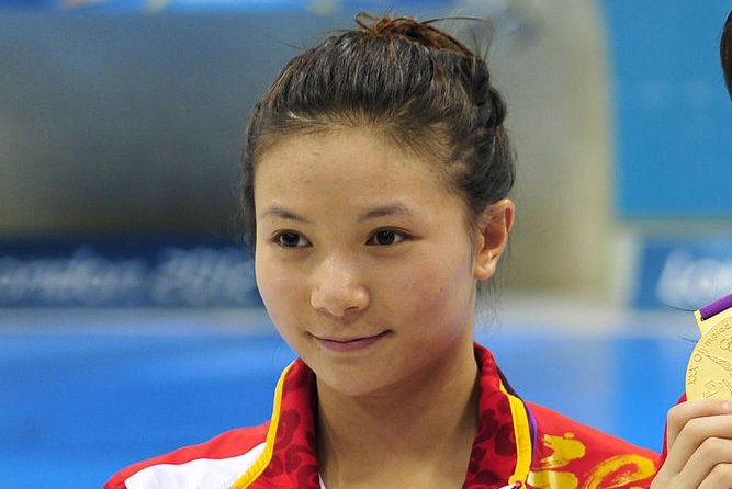 He Zi of China at the 2012 Summer Olympics in London on August 5, 2012. He was surprised at the Rio Olympics when her boyfriend and fellow diver Qin Kai got down on one knee and proposed as she stood on the medals podium after accepting a silver medal in the 3-meter springboard diving competition. File Photo by Ron Sachs/UPI