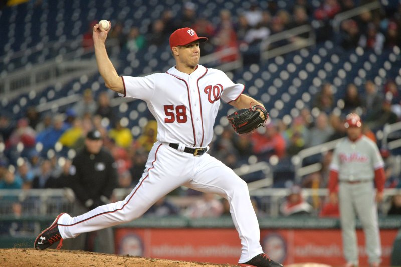 The Boston Red Sox and Chicago Cubs, along with other MLB teams, are considering signing recently released relief pitcher Jonathan Papelbon. Photo by Kevin Dietsch/UPI