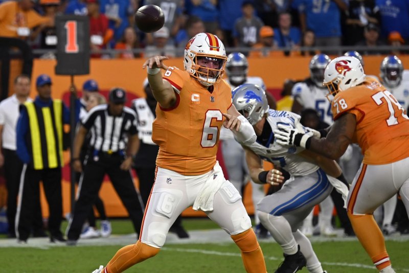 Quarterback Baker Mayfield and the Tampa Bay Buccaneers will host the Tennessee Titans on Sunday in Tampa, Fla. File Photo by Steve Nesius/UPI