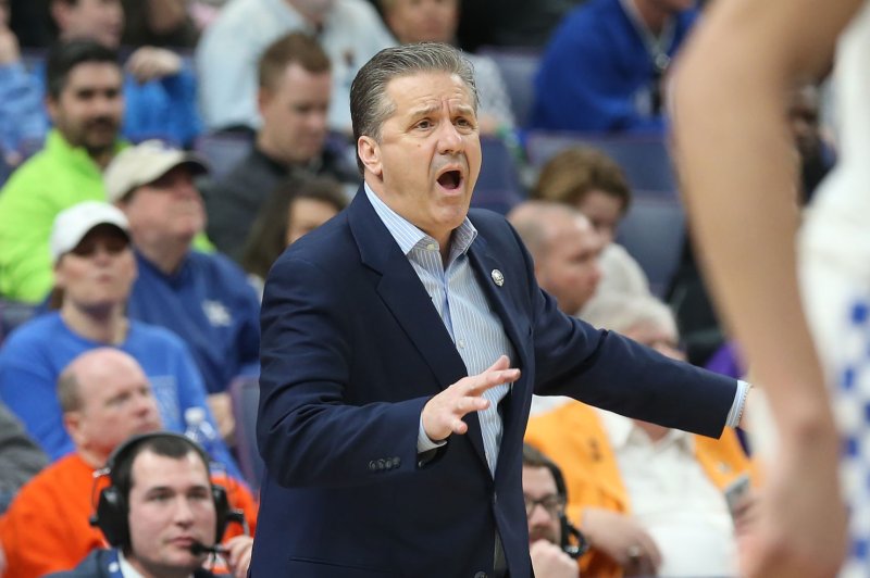 The Saint Peter's Peacocks handed the Kentucky Wildcats their first opening-round loss under head coach John Calipari (pictured). File Photo by Bill Greenblatt/UPI