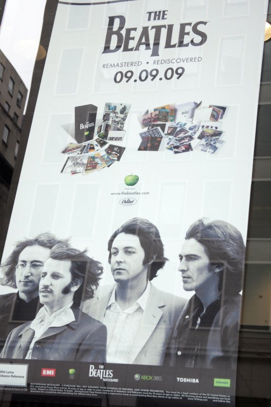 The Beatles display at Best Buy in New York on September 9, 2009. UPI/Laura Cavanaugh