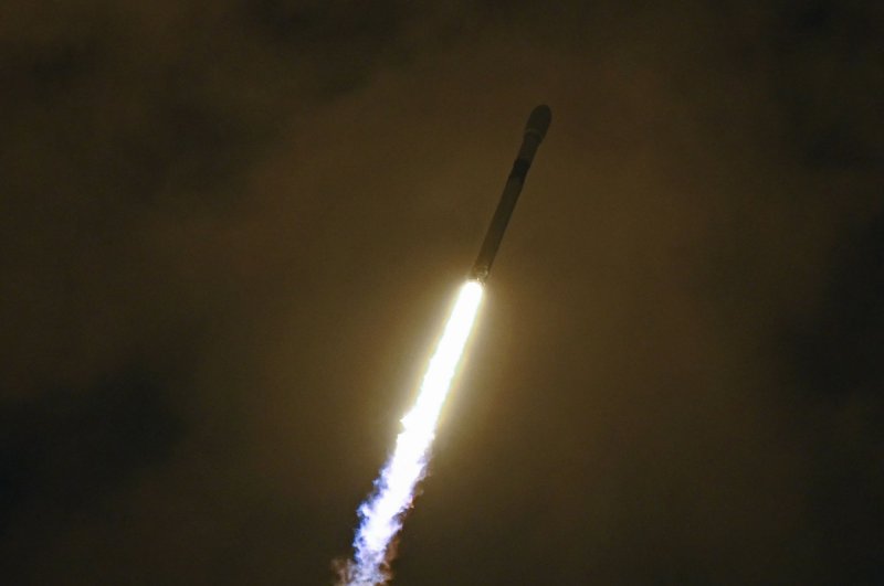 SpaceX launched another 53 Starlink satellites into orbit Thursday evening from California. It's the 49th SpaceX mission of 2022. Pictured is a Falcon 9 rocket launched earlier this month from Florida. Photo by Joe Marino/UPI