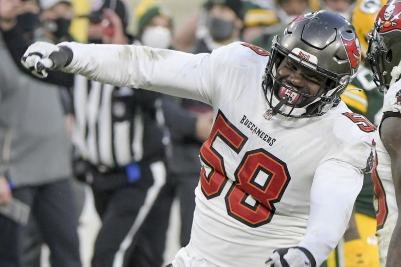 The youngest daughter of Tampa Bay Buccaneers linebacker Shaquil Barrett died Sunday after falling into their family pool. File Photo by Mark Black/UPI
