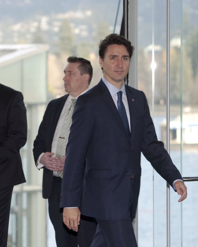 Canada's Prime Minister Justin Trudeau arrives at the Opening Plenary during the 2017 UN Peacekeeping Defense Ministerial in Vancouver, British Columbia on November 15. On Monday, a Canadian man was sentenced for making threats against the Canadian leader. Photo by Heinz Ruckemann/UPI | <a href="/News_Photos/lp/031b1b13f1af9f1bb3f26e2e671a417c/" target="_blank">License Photo</a>