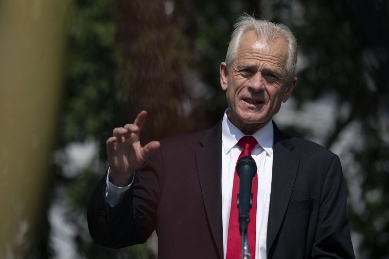Peter Navarro, director of the National Trade Council, speaks to members of the media following a television interview outside the White House in Washington, D.C., on August 28, 2020. Navarro rejected a plea deal offered by the Justice Department on Friday. File Photo by Stefani Reynolds/UPI