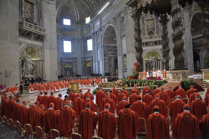 Dean of the College of Cardinals Angelo Sodano leads a Mass for the election of a new pope, at the St Peter's basilica on March 12, 2013 at the Vatican. UPI/Stefano Spaziani