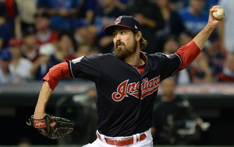Andrew Miller of the Cleveland Indians pitched two shutout innings. Photo by Pat Benic/UPI | <a href="/News_Photos/lp/5a4a87f2df62684c2cfcbe80799d1fb6/" target="_blank">License Photo</a>
