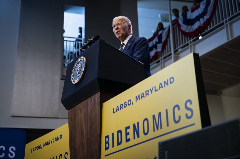 U.S. gross domestic product grew 5.2% in the third quarter of 2023, according to a Bureau of Economic Analysis report released Wednesday. U.S. President Joe Biden speaks in Maryland Sept. 14 on the positive economic data in recent months, including strong GDP growth and easing inflation. Photo by Al Drago/UPI