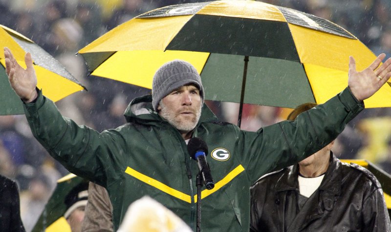 Former Green Bay Packer quarterback Brett Favre is headed to the Pro Football Hall of Fame. Photo by Frank Polich/UPI