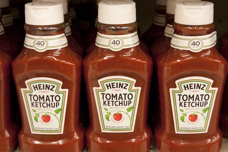 Heinz Ketchup on a shelf. (File/UPI/Gary C. Caskey)