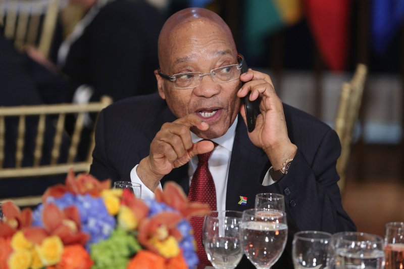 South African President Jacob Zuma, seen here at the 70th annual United Nations General Assembly in New York City in September, officially opened a joint operations center at Kruger National Park to coordinate efforts to stop rhino poaching. Pool Photo by Chip Somodevilla/UPI