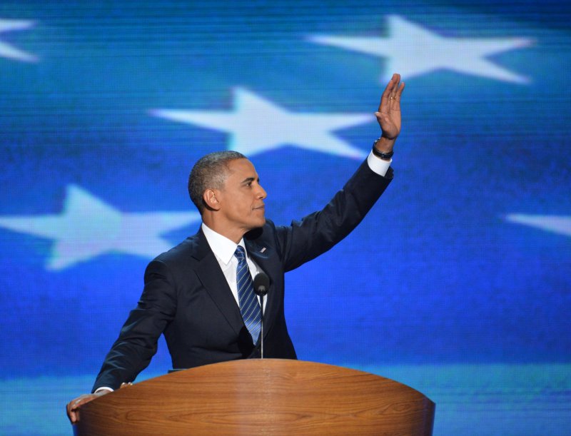 President Barack Obama at the 2012 Democratic National Convention in Charlotte, N.C., Sept. 6, 2012. UPI/Kevin Dietsch