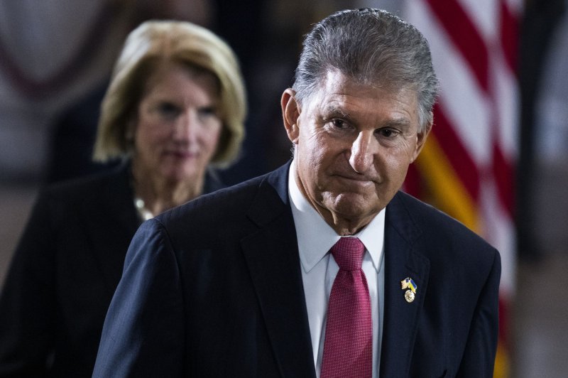 Sen. Joe Manchin, D-W.Va., is pulling support for Democratic climate change and tax reform legislation because he said he's concerned about inflation. Pool Photo by Tom Williams/UPI