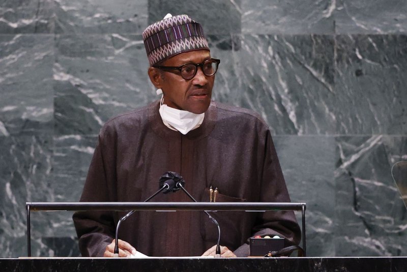 Nigerian President Muhammadu Buhari speaks at the United Nations General Assembly in New York in September. File Photo by John Angelillo/UPI | <a href="/News_Photos/lp/66474531dd5abc6112ee6758f67ca3a7/" target="_blank">License Photo</a>